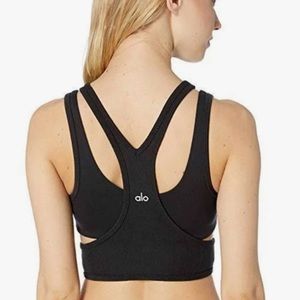 ALO Yoga women’s trackie cut out sports bra black size small
